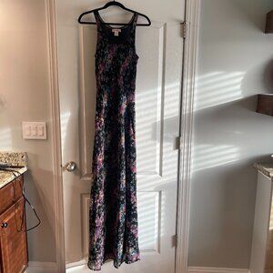 90s Y2K Microfloral Purple Sheer Fairy Grunge Tank Maxi Dress Womens Size Small